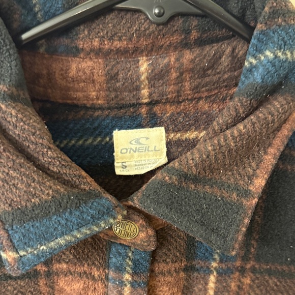 ** O’Neil ** Fleece warm Brown and Blue Plaid Shirt - small - Picture 3 of 9